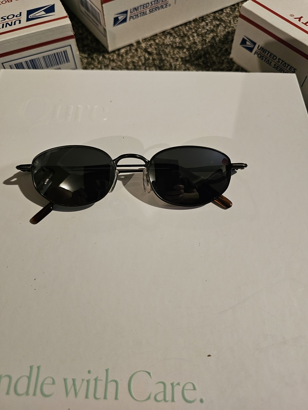 Men's Black Oval Metal Sunglasses - Unbranded